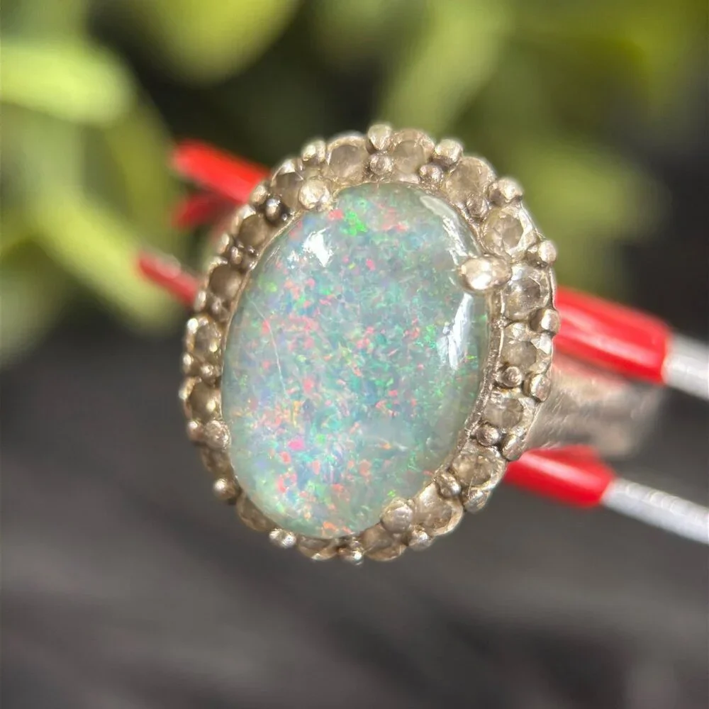 Silver‎ 925 Opal/Cz Ring